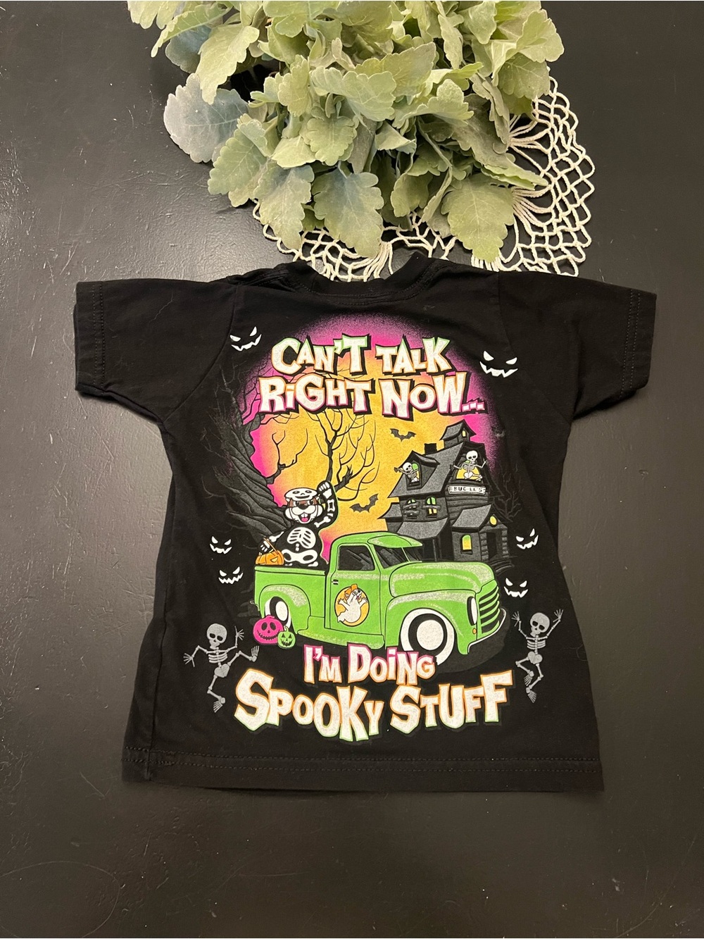 BUC-EE’S Halloween Black Pink Orange Skeleton Spooky Stuff Graphic Tee Sz 2T